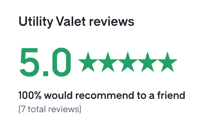 Screenshot showcasing Utility Valet reviews. With a flawless 5.0-star rating and a 100% recommendation rate from seven satisfied customers, it’s clear why pursuing careers at Utility Valet is highly desirable.